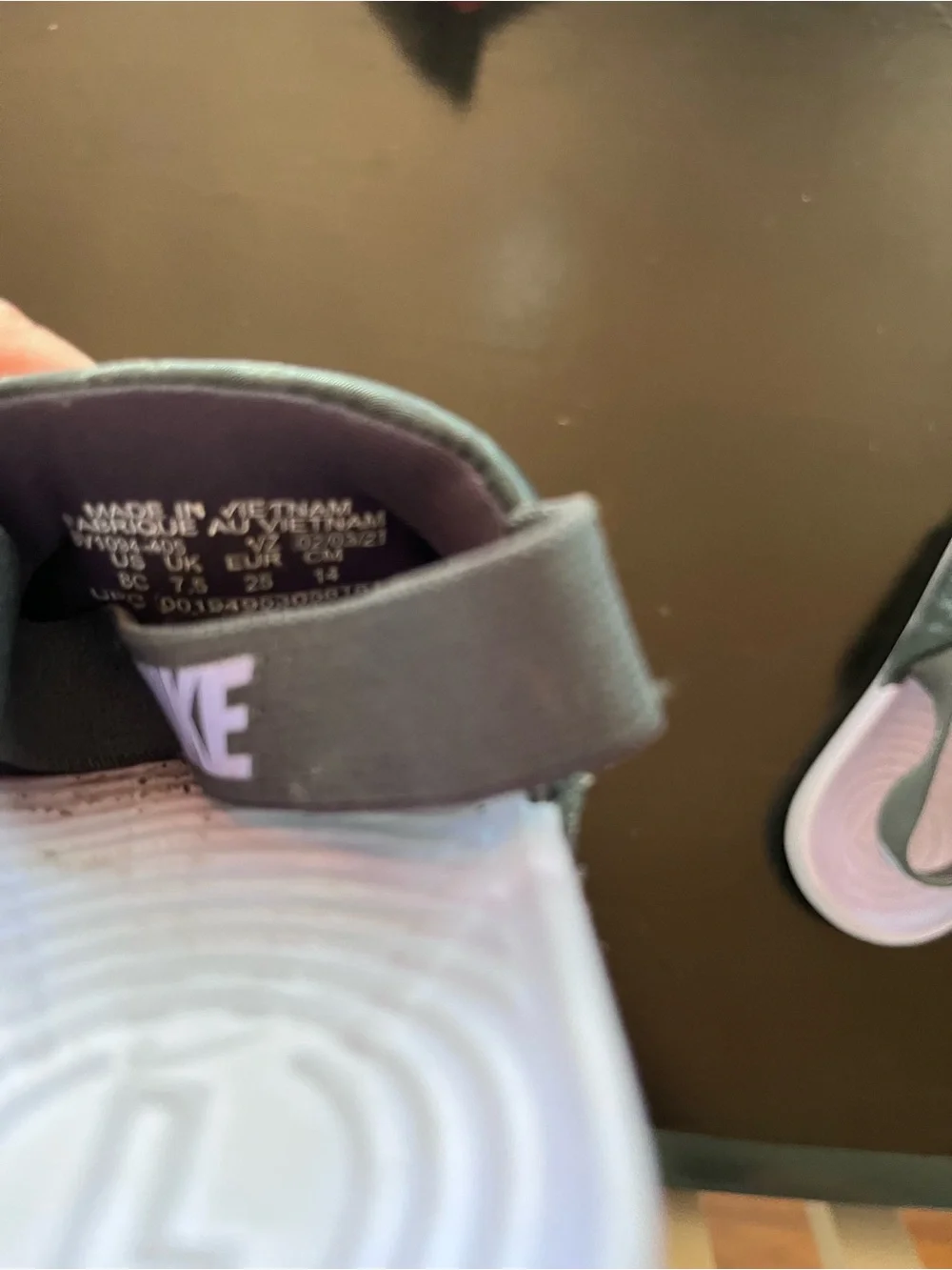 Nike Kids' Black Slide Sandals with Light Purple Footbed